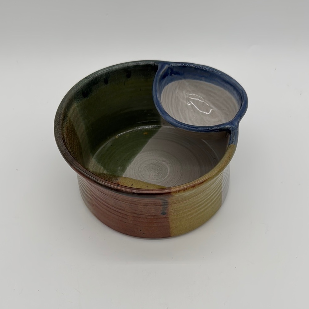 Hand-Crafted Hickory Tree Studio Pottery Chip & Dip Bowl Rustic Earth Tones